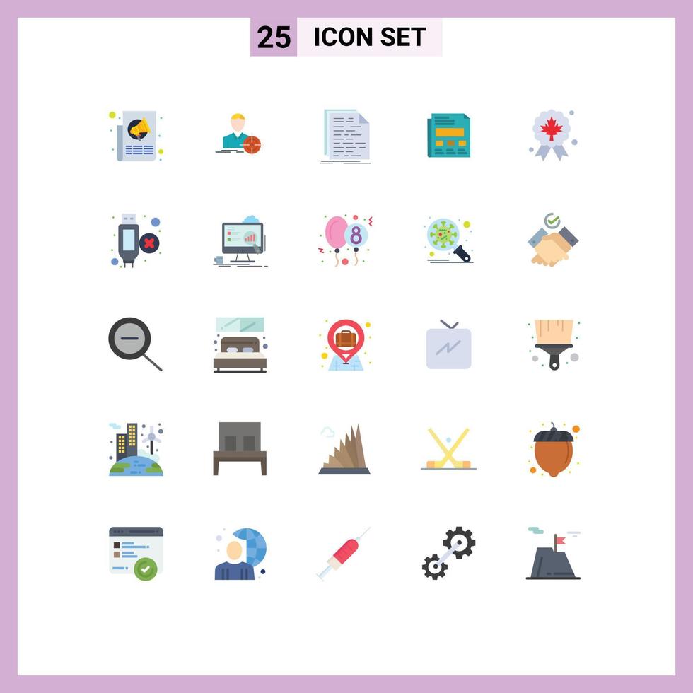 Pictogram Set of 25 Simple Flat Colors of presentation paper goal report programming Editable Vector Design Elements