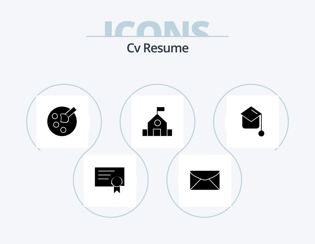 cv curriculum vitae glyph icon pack 5 diseño de iconos. ciencia. aprender . mensaje. educación . pintar vector