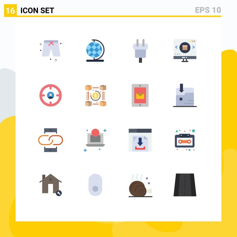 16 Creative Icons Modern Signs and Symbols of finance valentine cord shopping magnifying Editable Pack of Creative Vector Design Elements