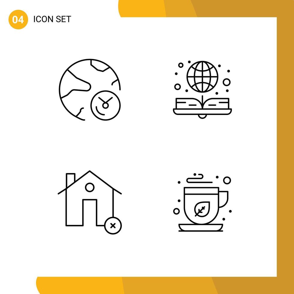 Set of 4 Modern UI Icons Symbols Signs for analysis buildings internet e book clear Editable Vector Design Elements