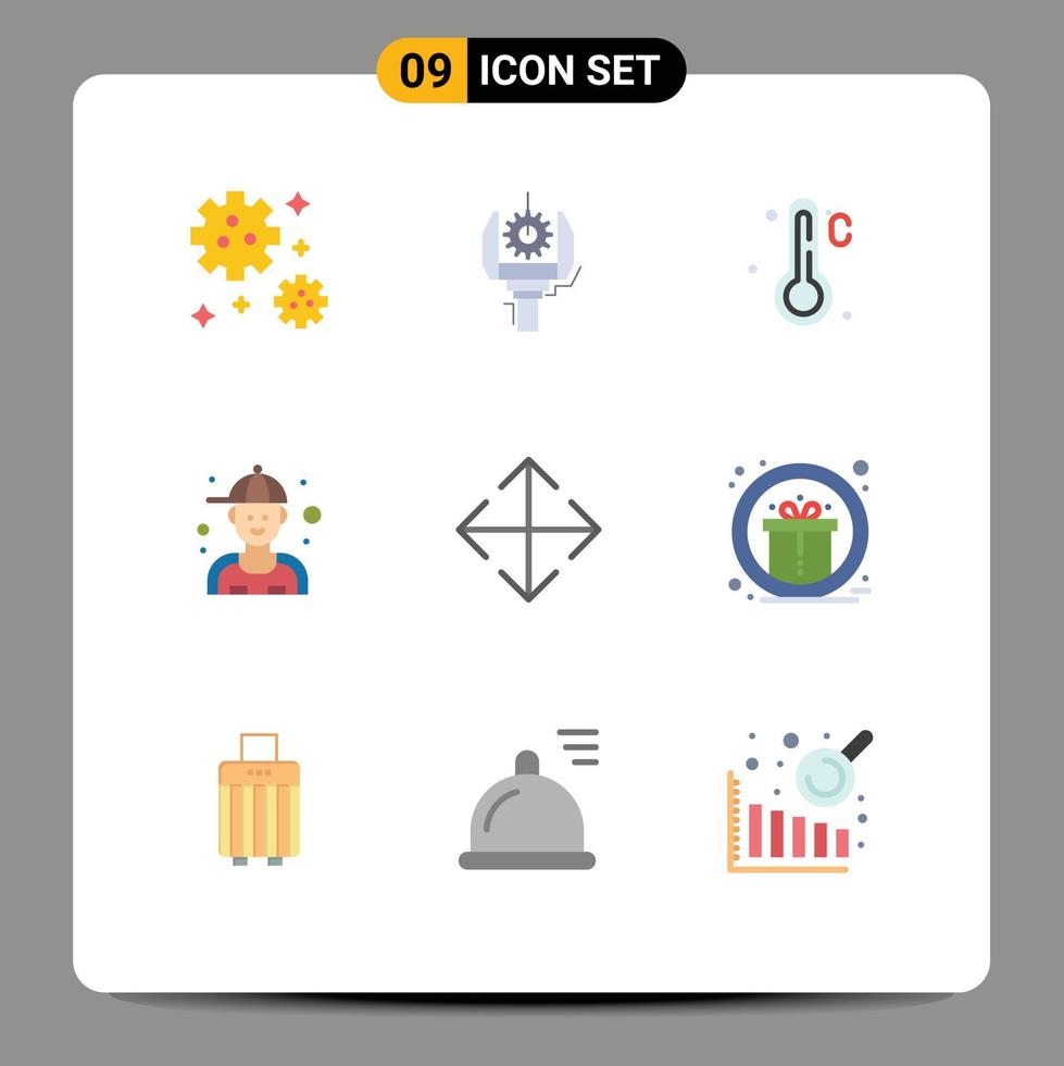 Mobile Interface Flat Color Set of 9 Pictograms of transform arrow temperature repair mechanic Editable Vector Design Elements