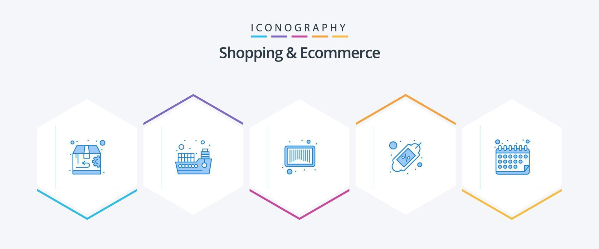 Shopping And Ecommerce 25 Blue icon pack including calendar. shopping. time. discount. coupon vector