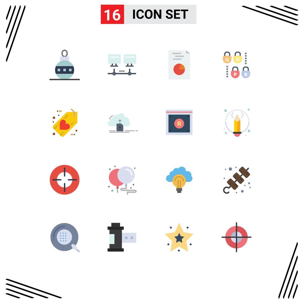 Set of 16 Modern UI Icons Symbols Signs for love friday hands favorite security Editable Pack of Creative Vector Design Elements