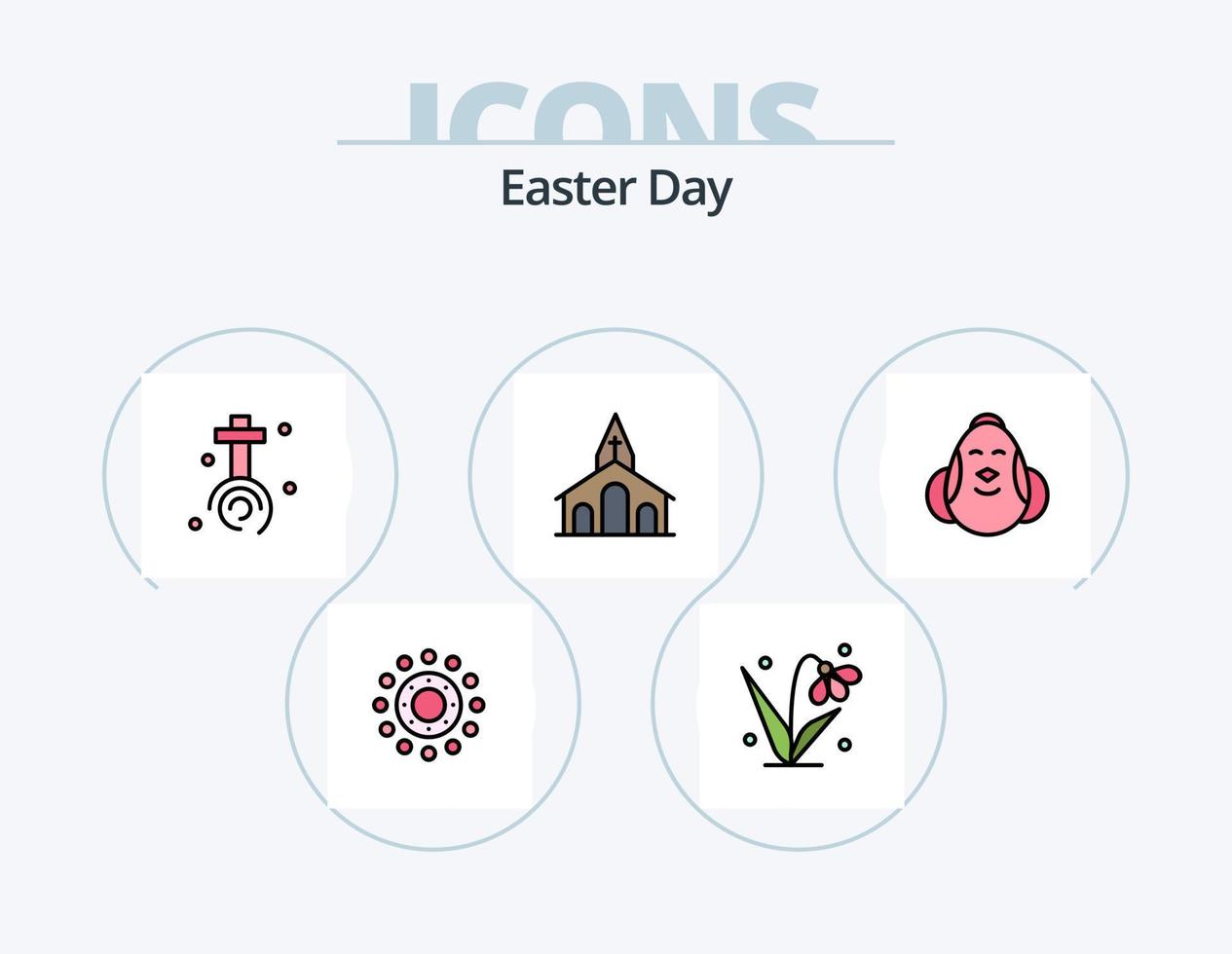 paquete de iconos llenos de línea de pascua 5 diseño de iconos. pollo. Pascua de Resurrección. Pascua de Resurrección. cristiano. corazón vector