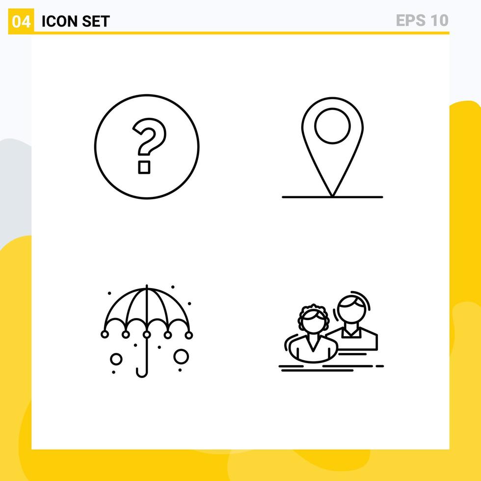 Line Pack of 4 Universal Symbols of circle rain global world student Editable Vector Design Elements