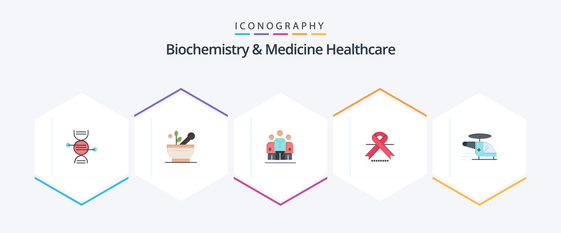 Biochemistry And Medicine Healthcare 25 Flat icon pack including chopper. medical. medical. ribbon. cancer vector