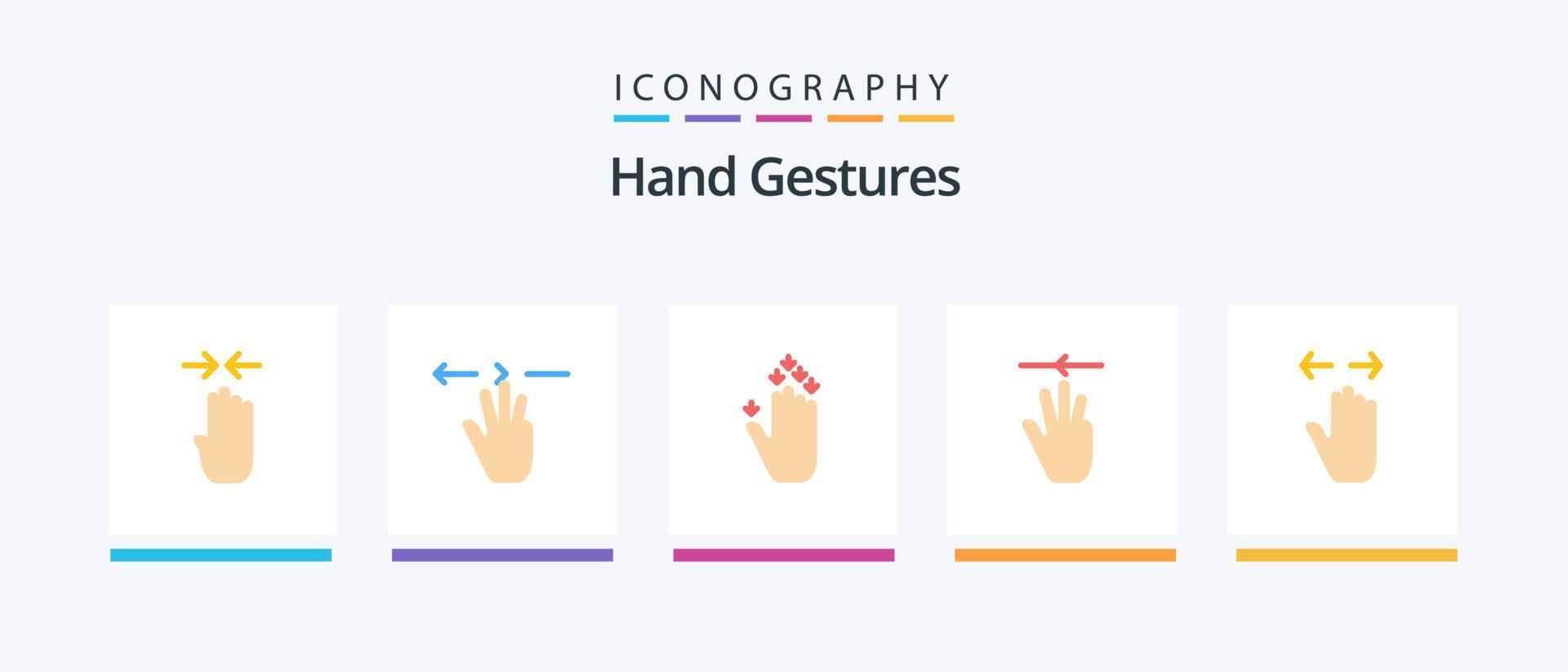 Hand Gestures Flat 5 Icon Pack Including gesture. left. gesture. up. hand. Creative Icons Design vector