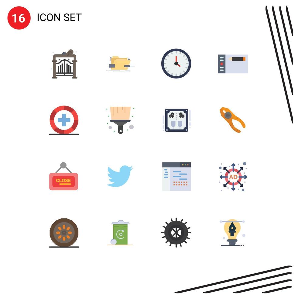 Set of 16 Modern UI Icons Symbols Signs for disease graphic call draw time Editable Pack of Creative Vector Design Elements