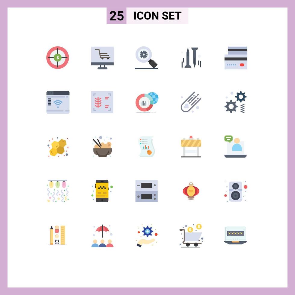 Stock Vector Icon Pack of 25 Line Signs and Symbols for credit hardware startup diy setting Editable Vector Design Elements