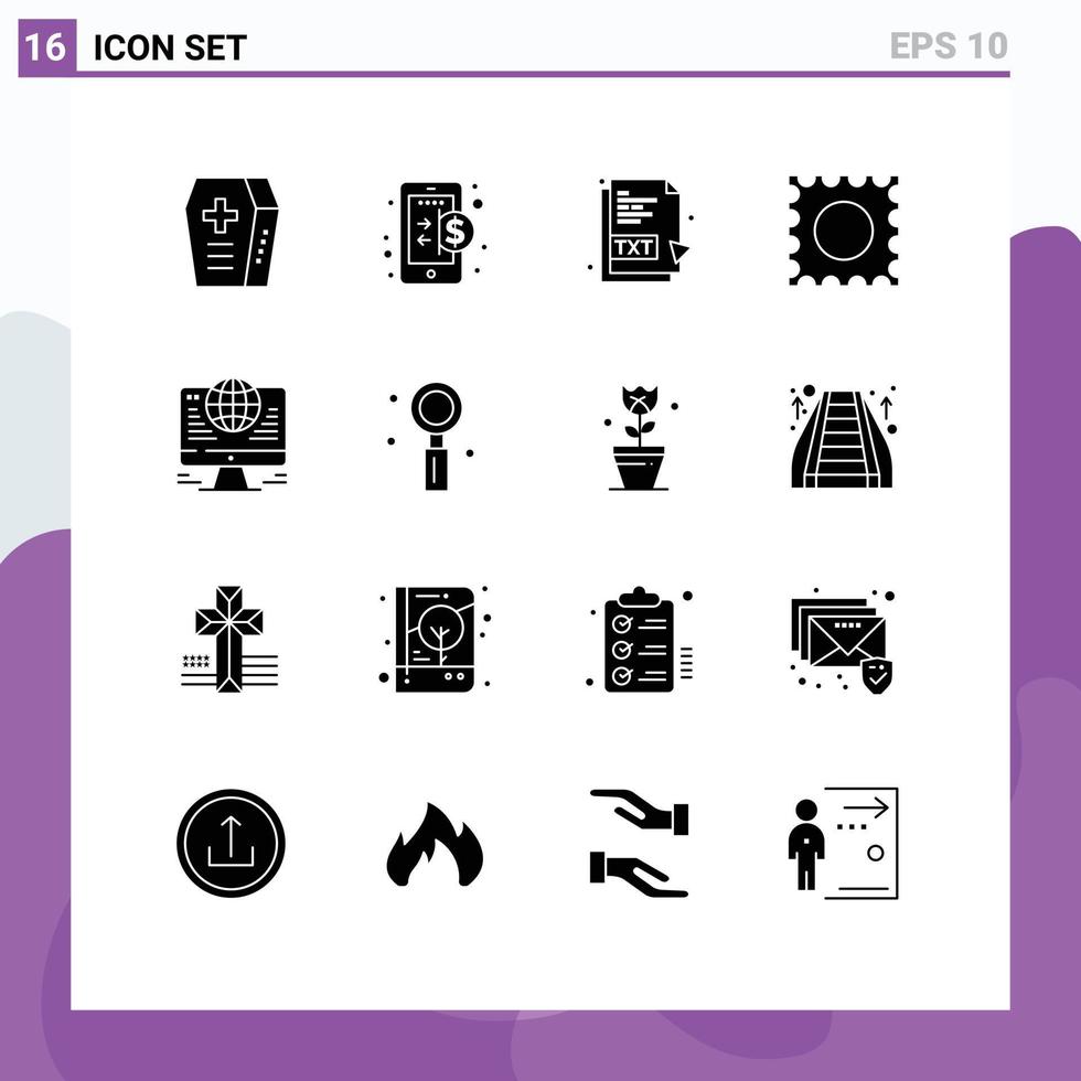 Stock Vector Icon Pack of 16 Line Signs and Symbols for celebration globe txt file connection lsd Editable Vector Design Elements