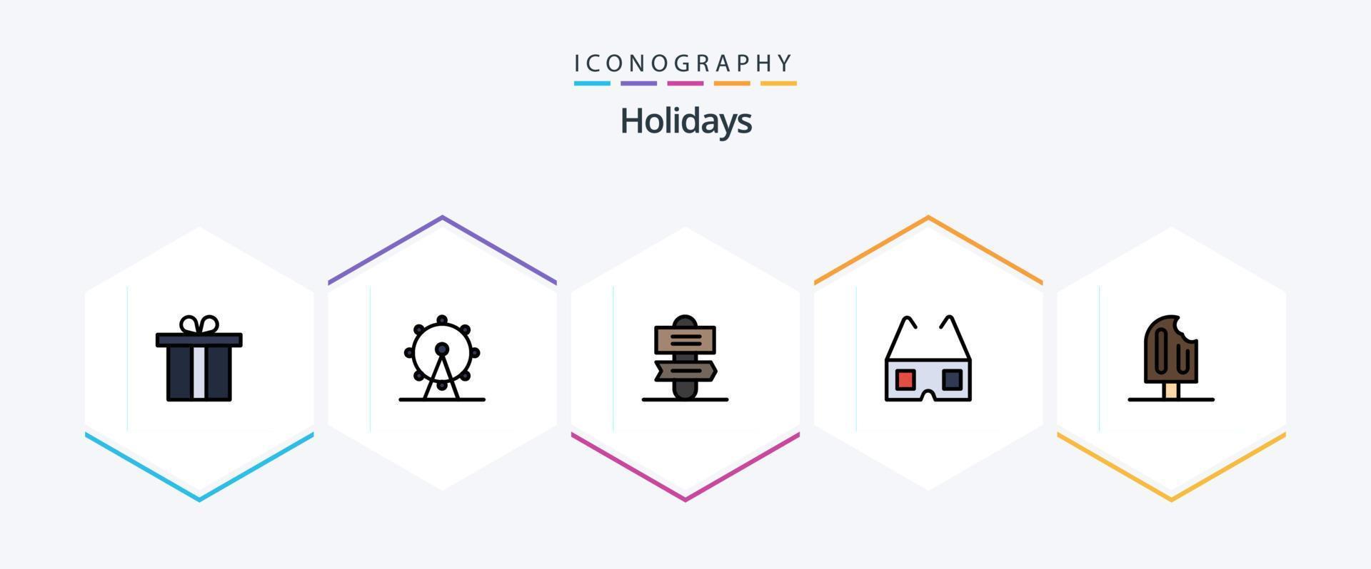 Holidays 25 FilledLine icon pack including ice cream. holiday. sign. cold. stereo vector