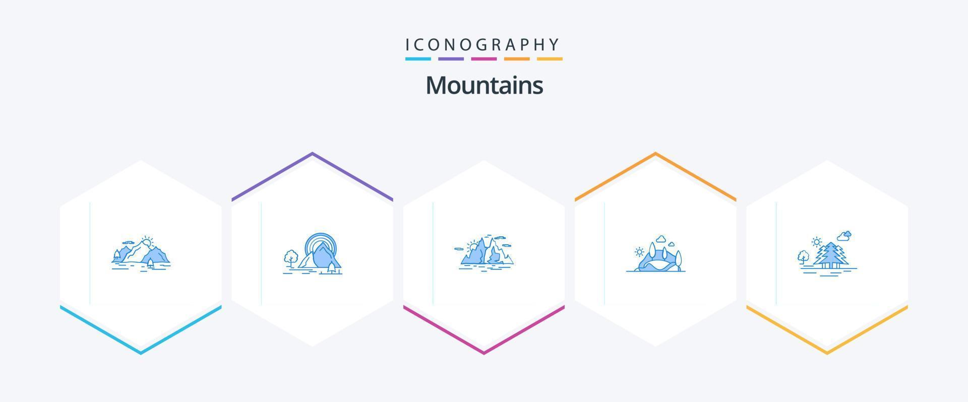 Mountains 25 Blue icon pack including hill. water. landscape. mountain. hill vector