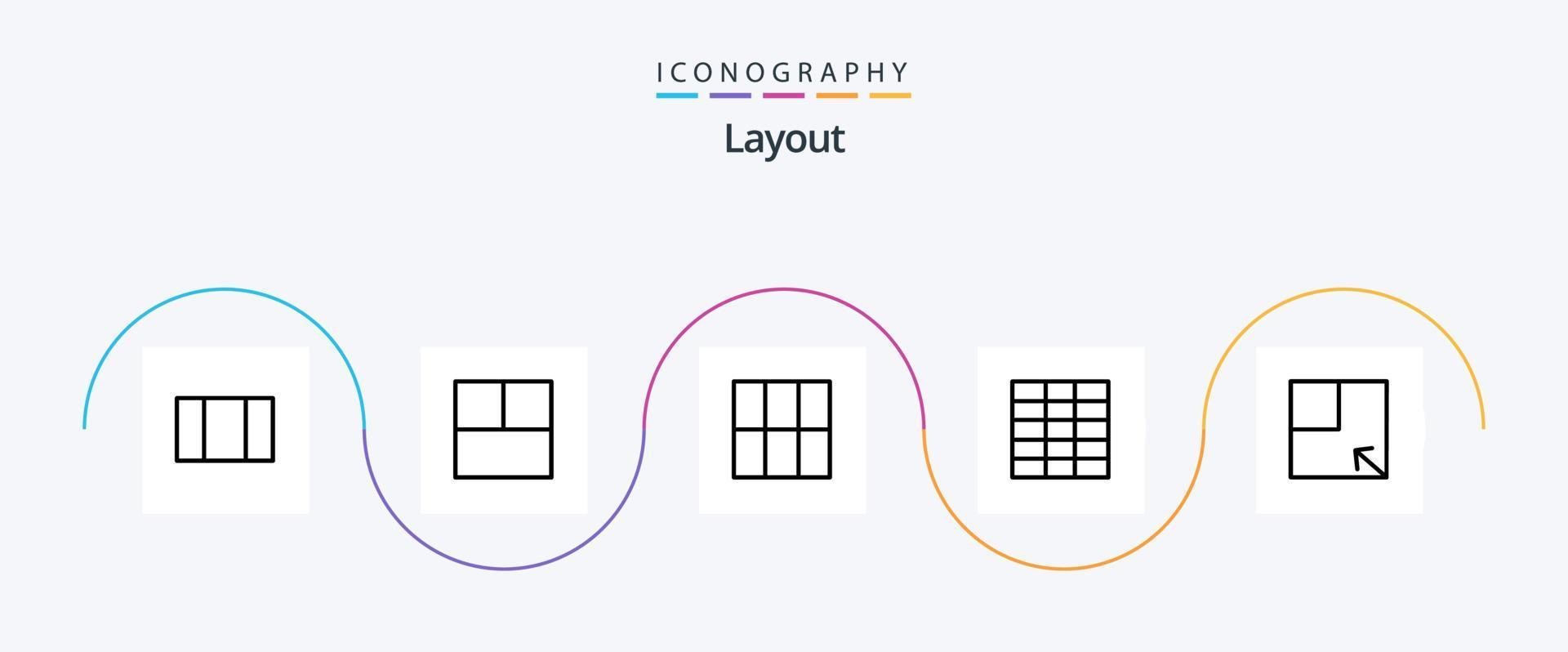 Layout Line 5 Icon Pack Including . view. vector