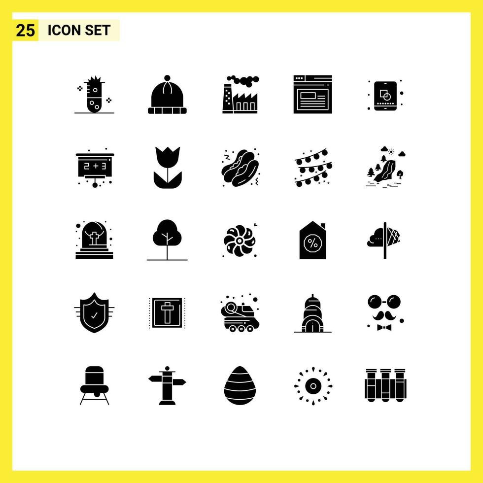 Solid Glyph Pack of 25 Universal Symbols of edit website factory web internet Editable Vector Design Elements
