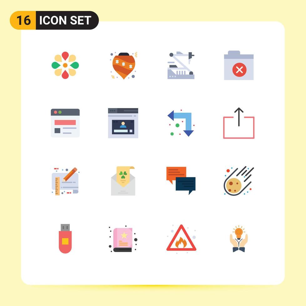Modern Set of 16 Flat Colors and symbols such as business files tree delete robot Editable Pack of Creative Vector Design Elements