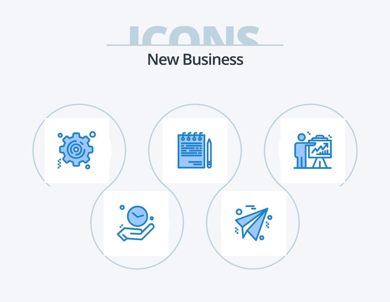 New Business Blue Icon Pack 5 Icon Design. chart. arrow. gear. plan. corporate vector