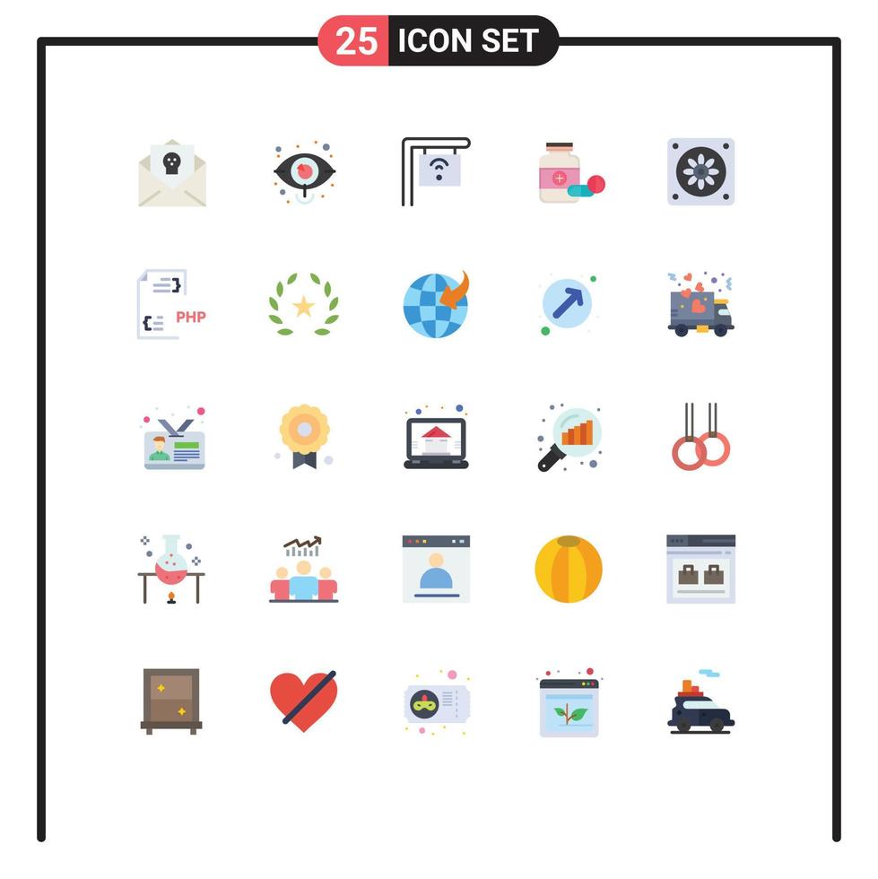 Editable Vector Line Pack of 25 Simple Flat Colors of tablet capsule marketing pill sign Editable Vector Design Elements