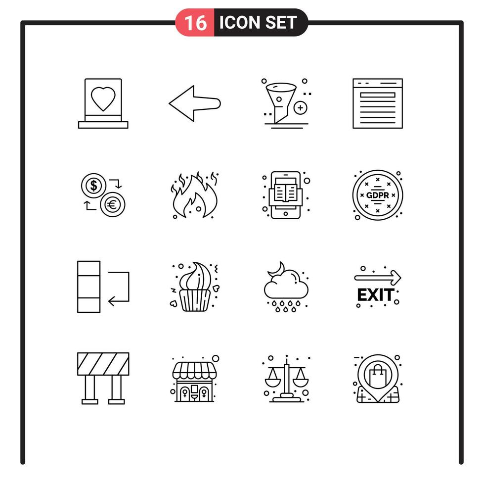 16 Universal Outline Signs Symbols of exchange search app plus add Editable Vector Design Elements