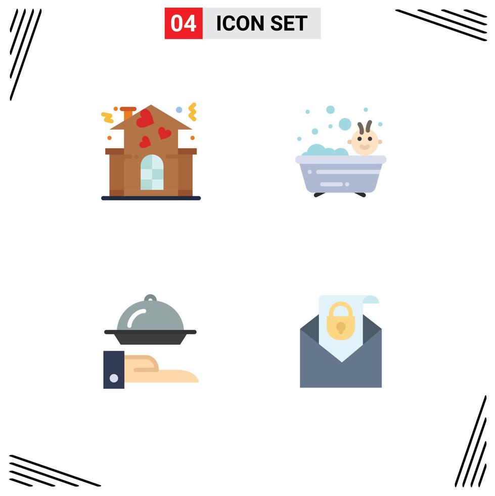 4 Universal Flat Icons Set for Web and Mobile Applications family line people bathing serving Editable Vector Design Elements