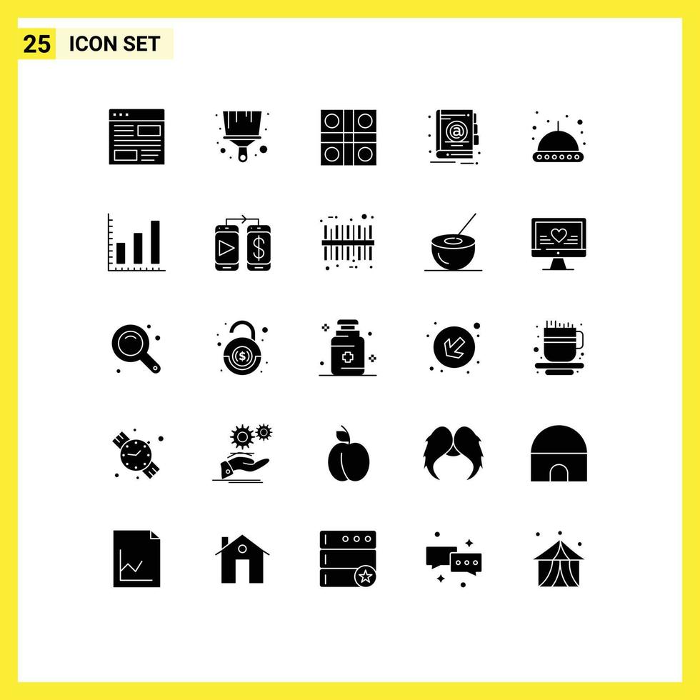 Modern Set of 25 Solid Glyphs and symbols such as space office game book sports Editable Vector Design Elements