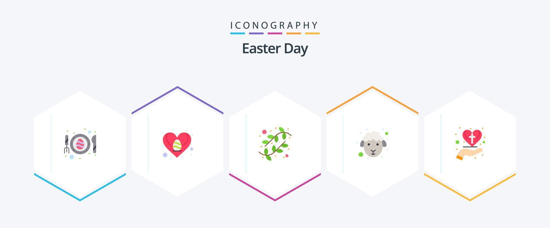 Easter 25 Flat icon pack including care heart. sheep. buds. lamb. face vector