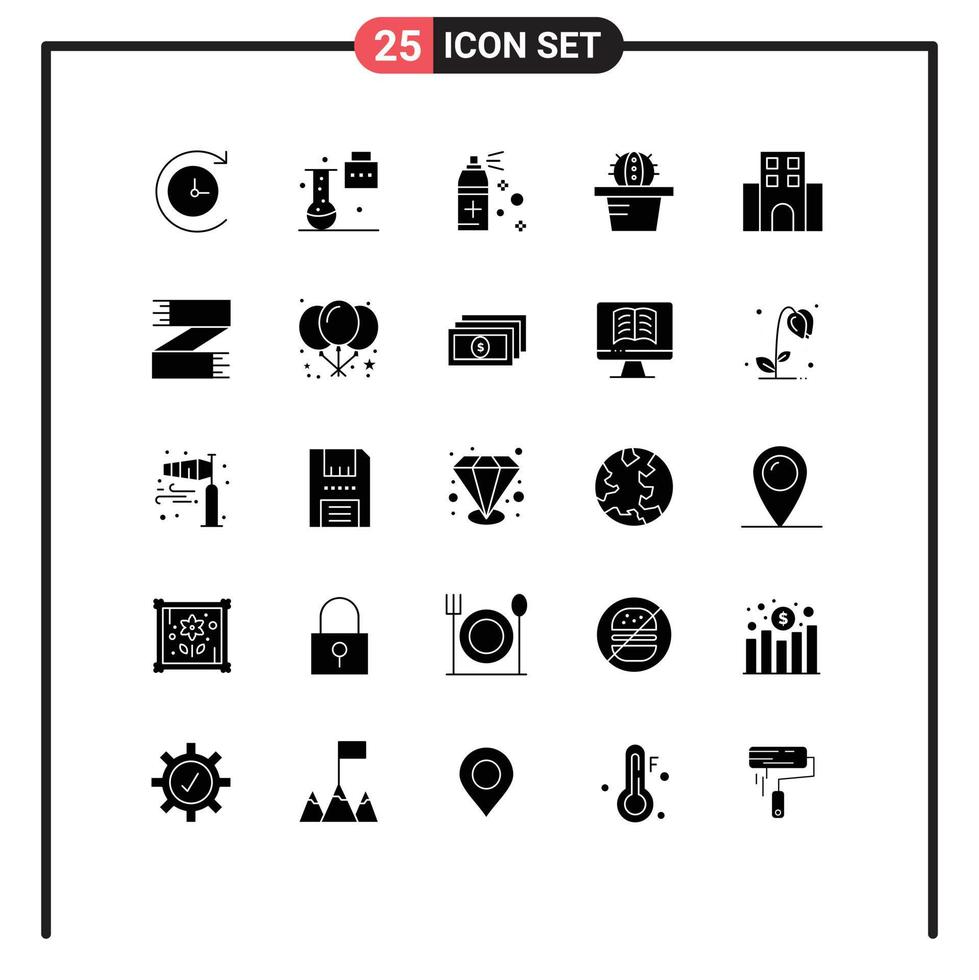 25 Universal Solid Glyphs Set for Web and Mobile Applications accessories travel cleaning journey apartment Editable Vector Design Elements