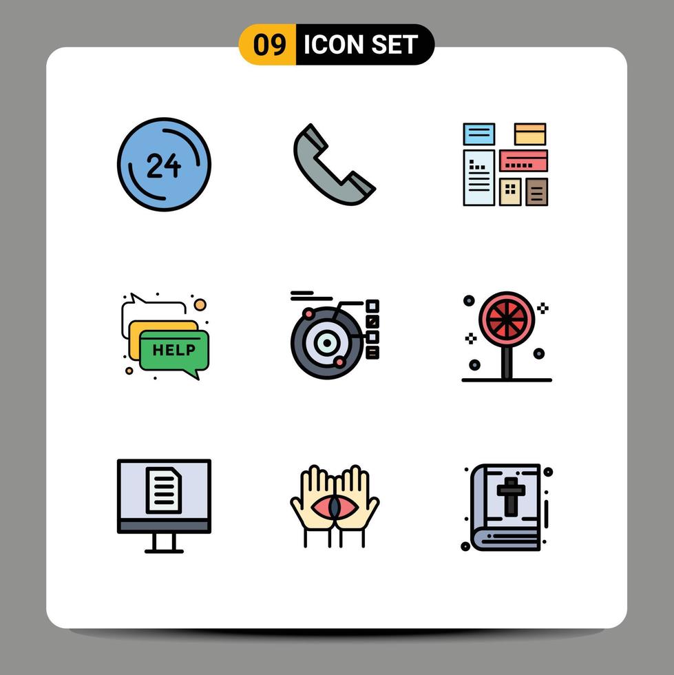 9 Creative Icons Modern Signs and Symbols of data help telephone communication marketing Editable Vector Design Elements