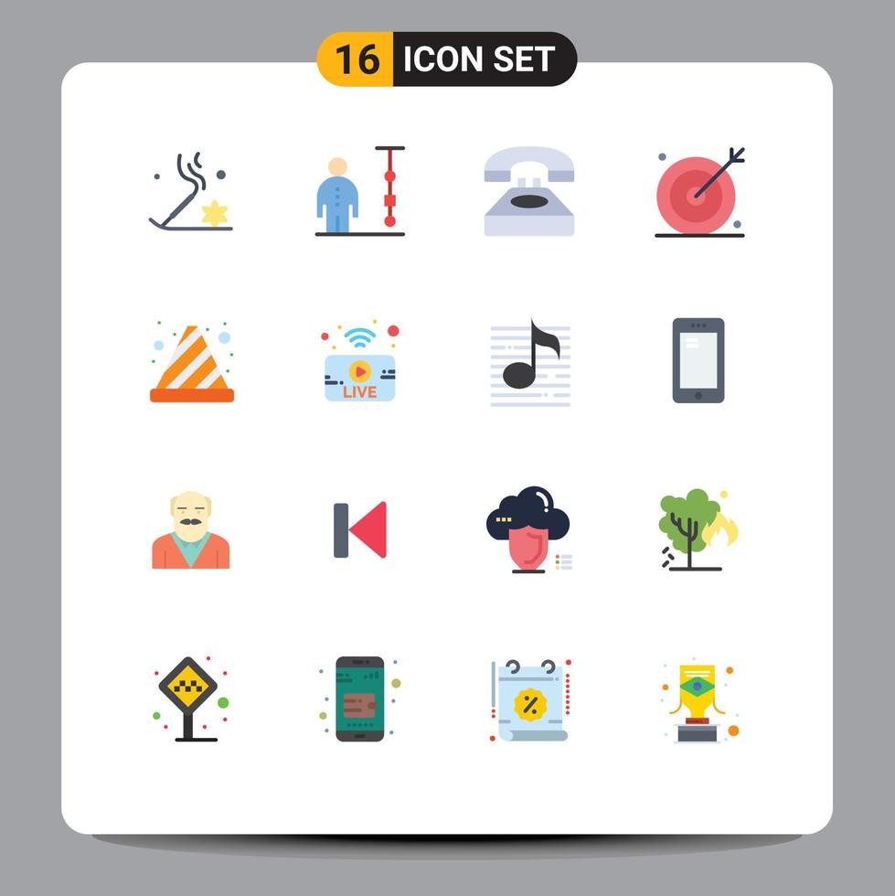 User Interface Pack of 16 Basic Flat Colors of search media people engine contact us Editable Pack of Creative Vector Design Elements