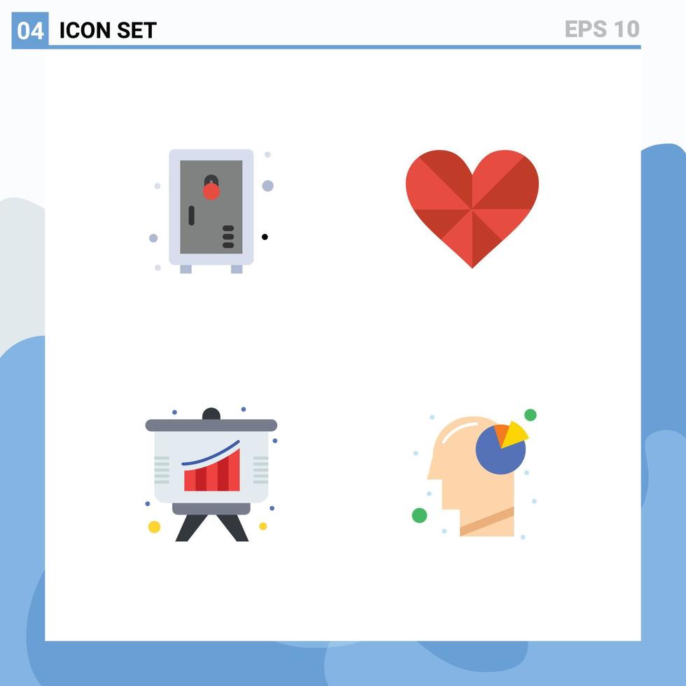 paquete de 4 signos y símbolos de iconos planos modernos para medios de impresión web, como el jardín de análisis de casilleros, como elementos de diseño de vectores editables de presentación