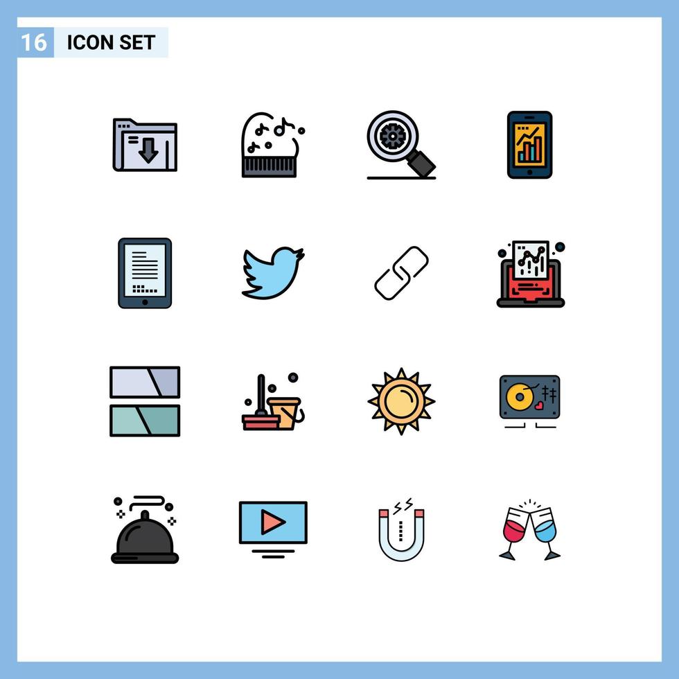 Stock Vector Icon Pack of 16 Line Signs and Symbols for coding mobile graph search mobile analytics Editable Creative Vector Design Elements