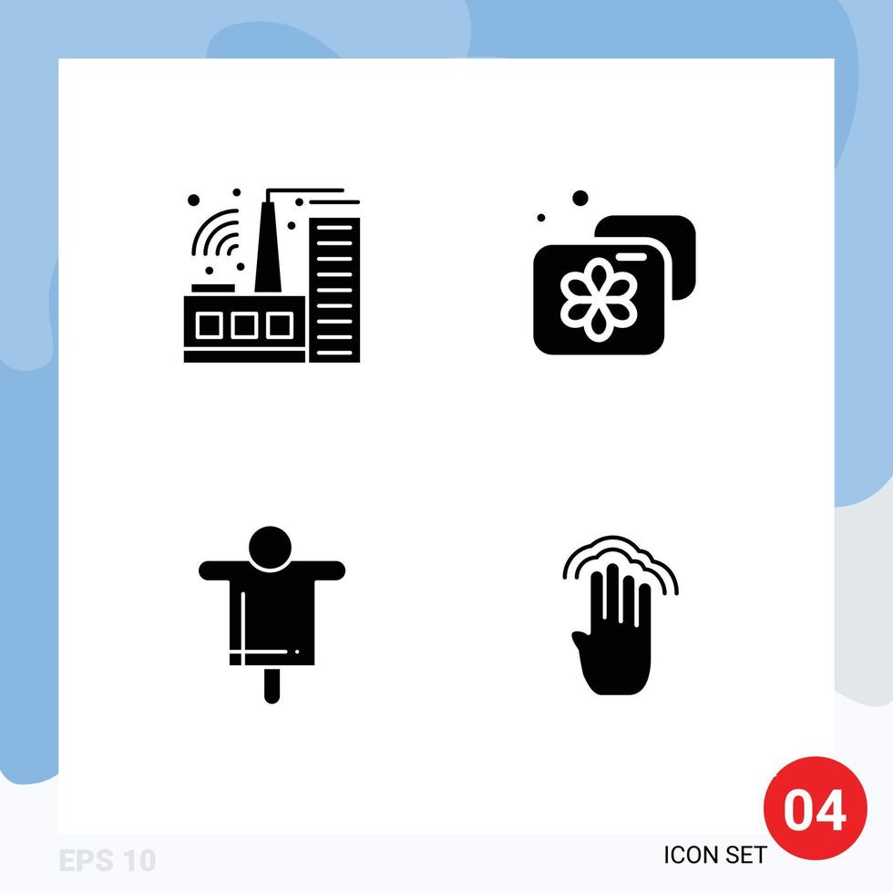 Set of 4 Modern UI Icons Symbols Signs for building farming accommodation spa fingers Editable Vector Design Elements