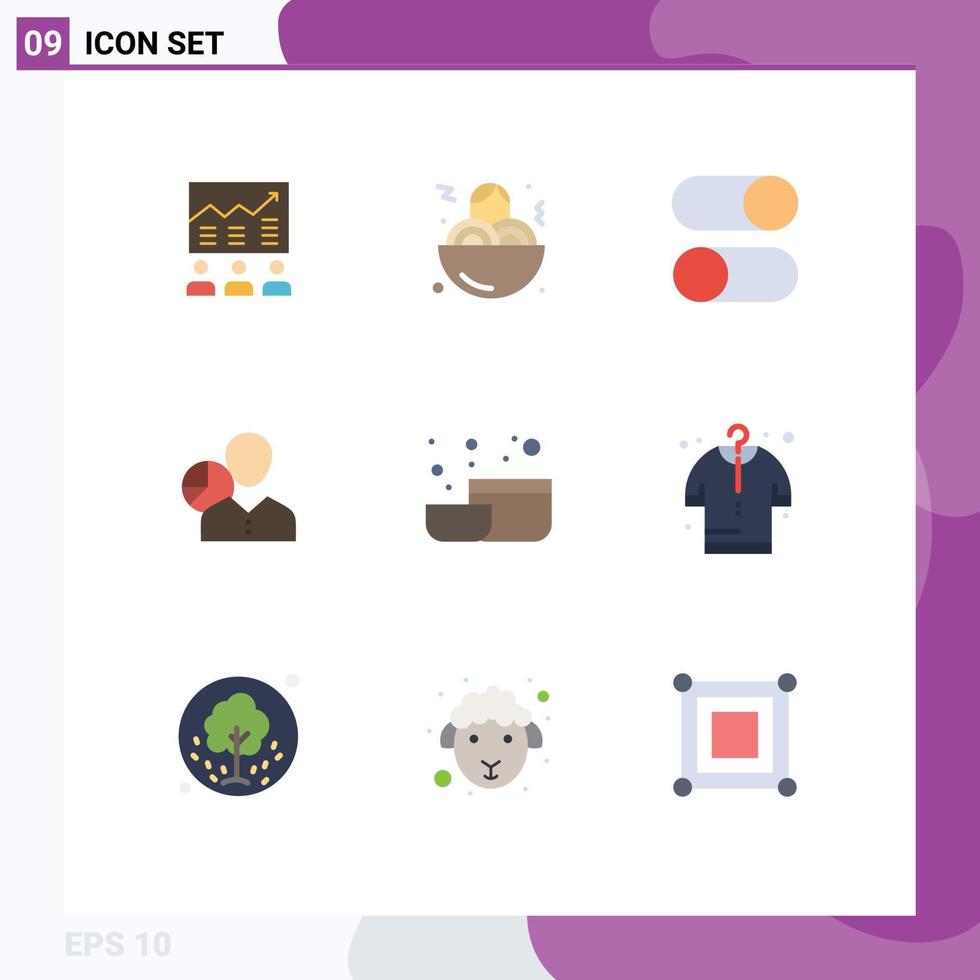 Set of 9 Modern UI Icons Symbols Signs for data graph fast food settings loading Editable Vector Design Elements