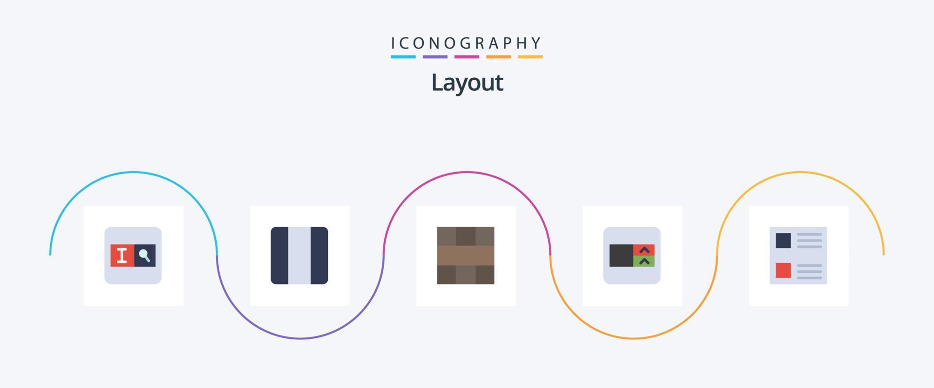 Layout Flat 5 Icon Pack Including list. checkbox. grid. wireframe. form vector