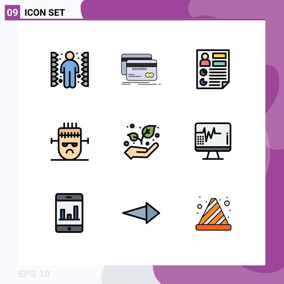 9 Creative Icons Modern Signs and Symbols of mask horror finance frankenstein page Editable Vector Design Elements