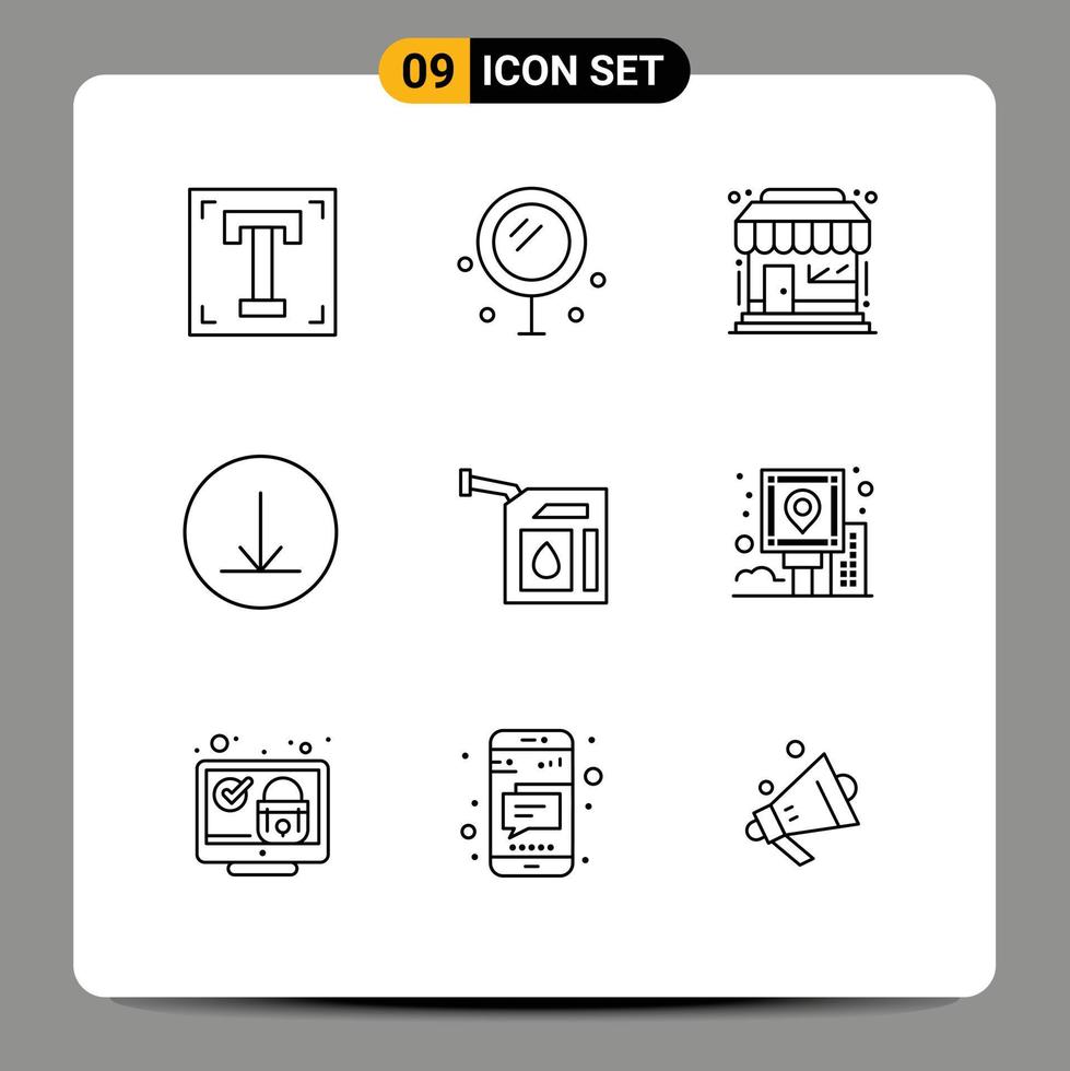 9 Outline concept for Websites Mobile and Apps petrol car wedding download store Editable Vector Design Elements