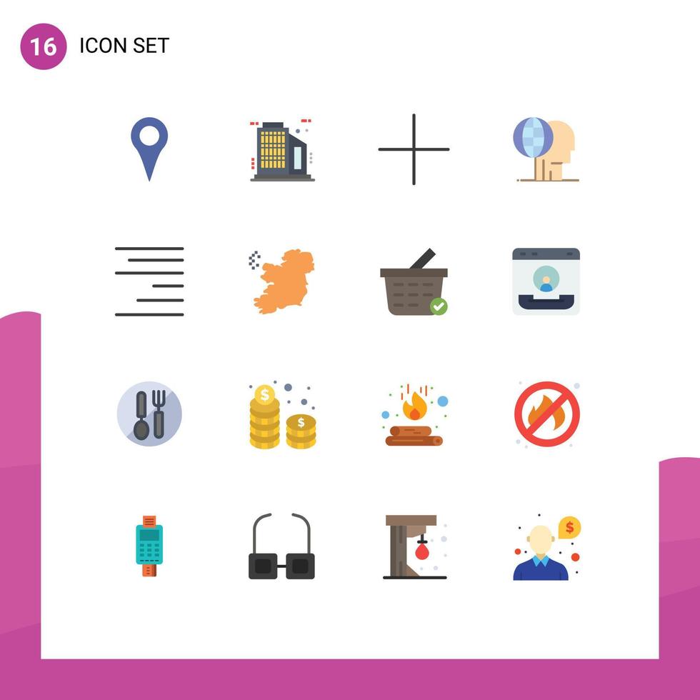 Set of 16 Commercial Flat Colors pack for text align new outsource global Editable Pack of Creative Vector Design Elements