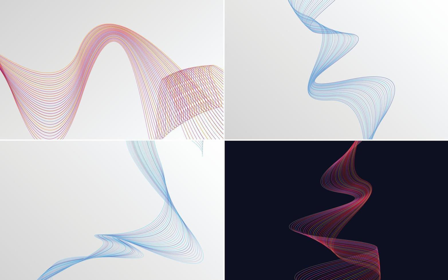Add depth to your design with this set of 4 waving line vector backgrounds