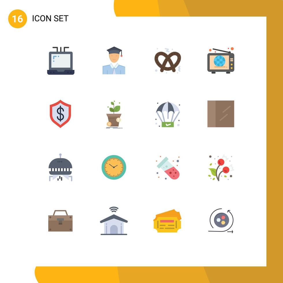 Set of 16 Modern UI Icons Symbols Signs for technology cyber sweet cashless news Editable Pack of Creative Vector Design Elements