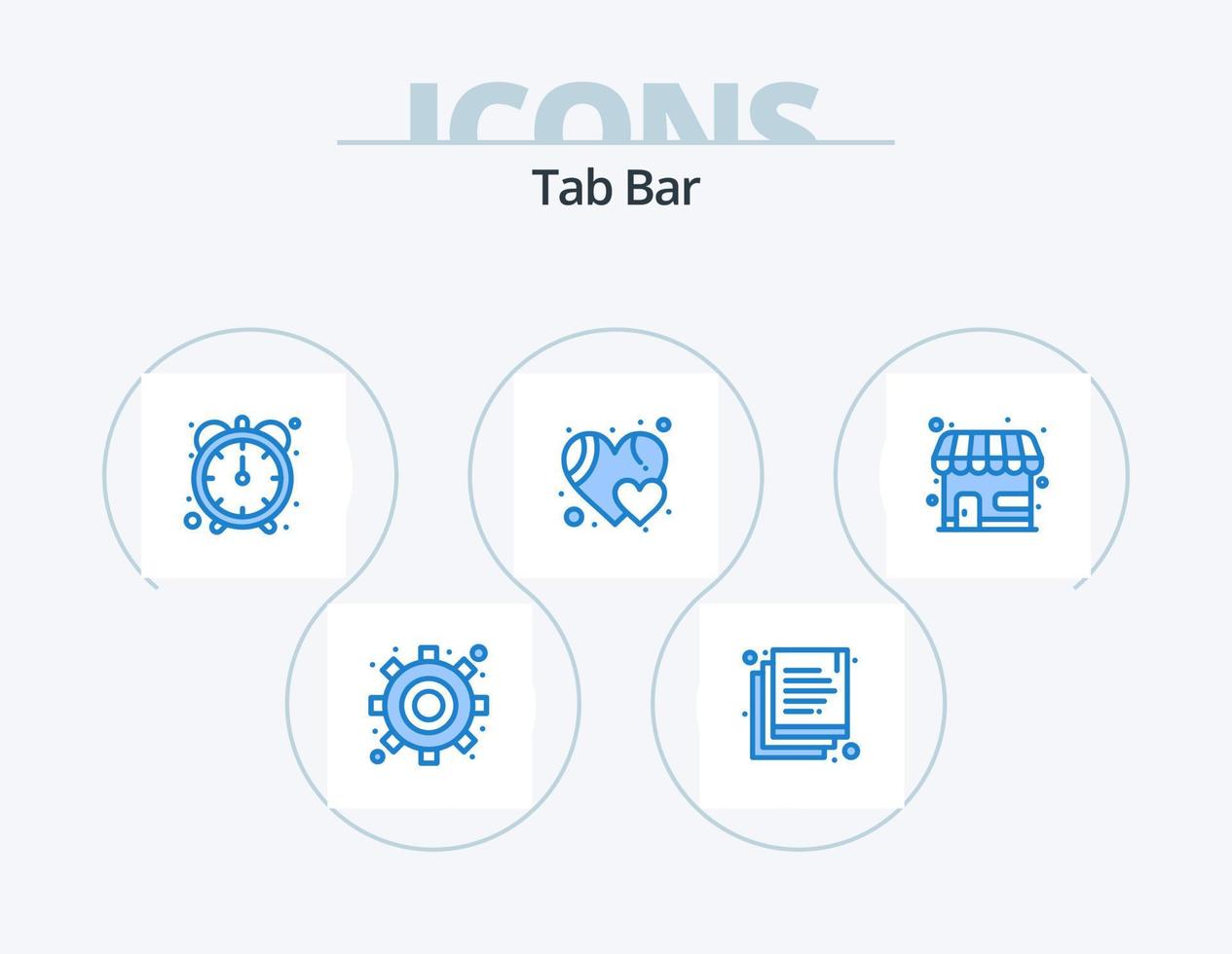 Tab Bar Blue Icon Pack 5 Icon Design. . store. stopwatch. shop. market vector