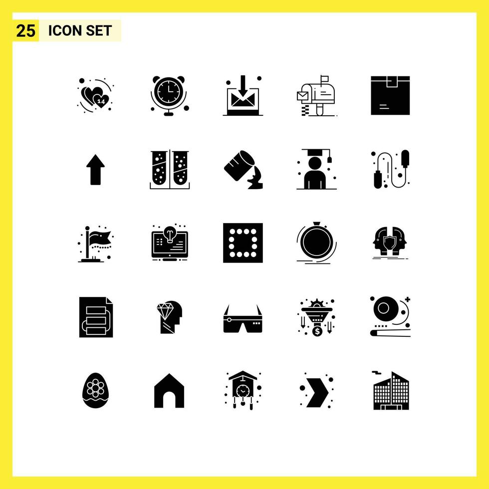 Pictogram Set of 25 Simple Solid Glyphs of goods box business message mail Editable Vector Design Elements