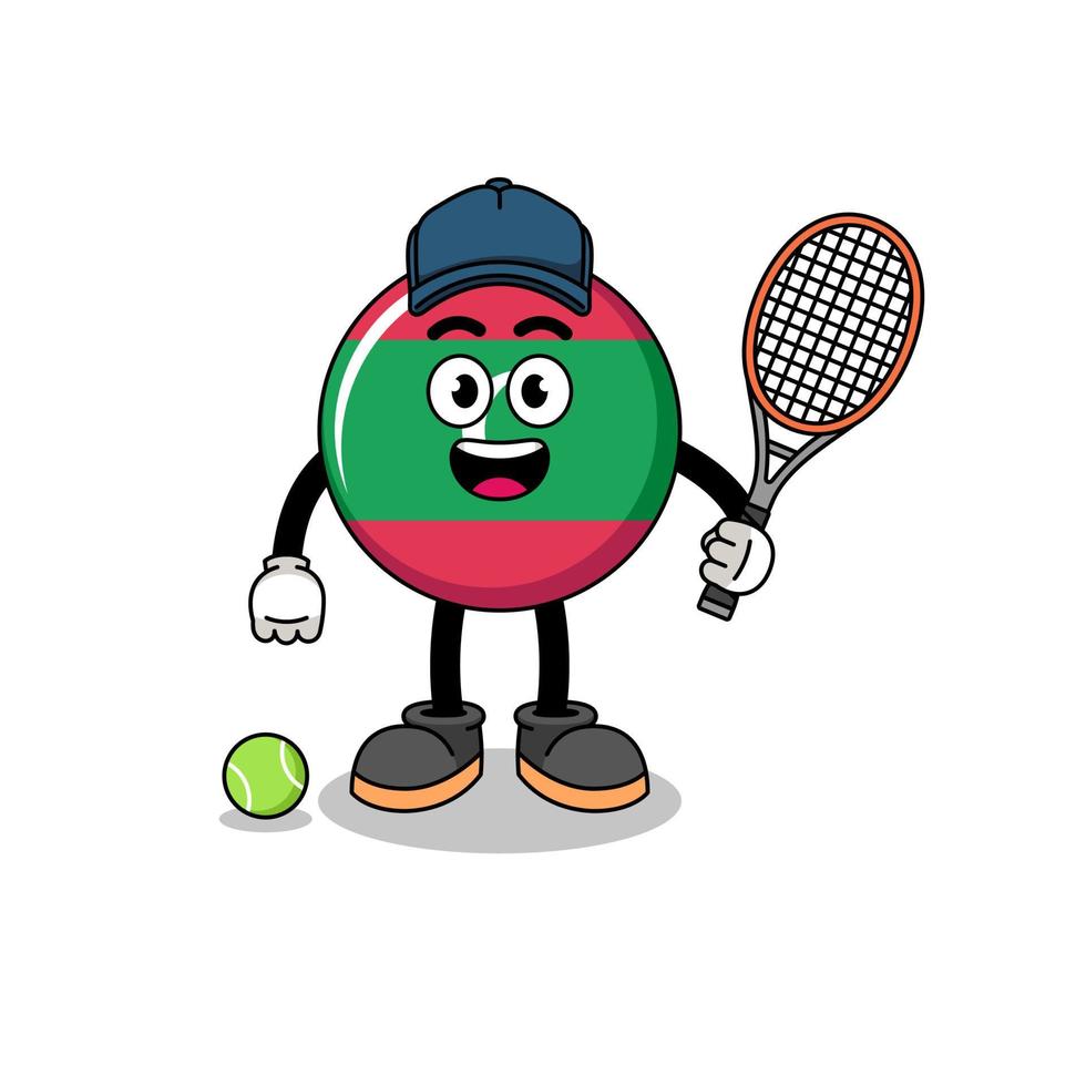 maldives flag illustration as a tennis player vector