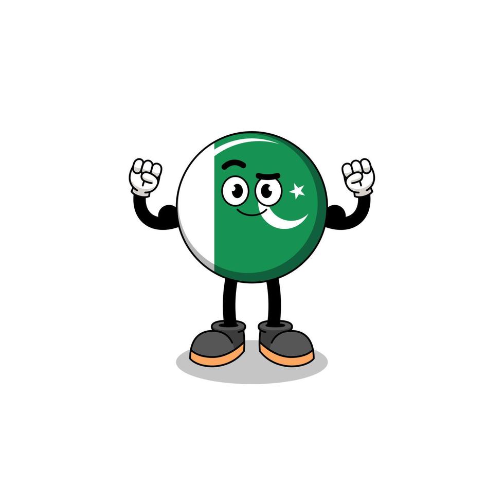 Mascot cartoon of pakistan flag posing with muscle vector