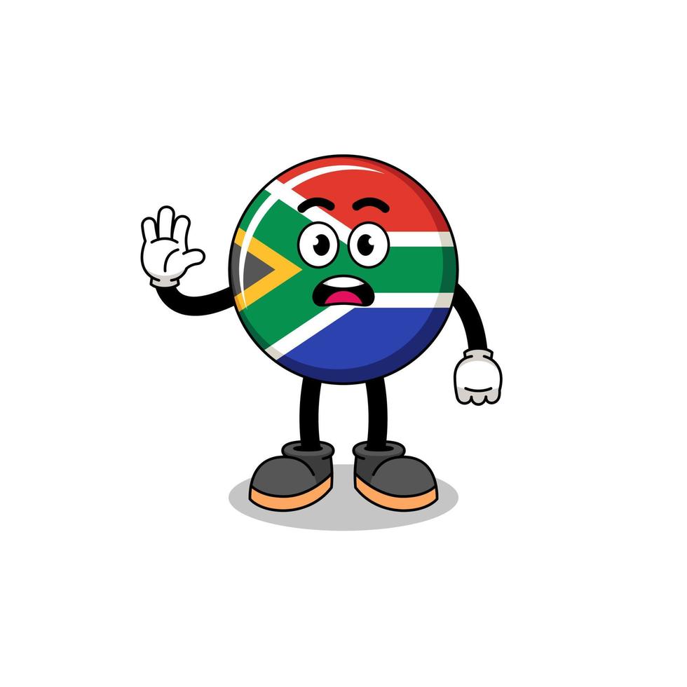 ilustración de dibujos animados de bandera de sudáfrica haciendo parada mano vector
