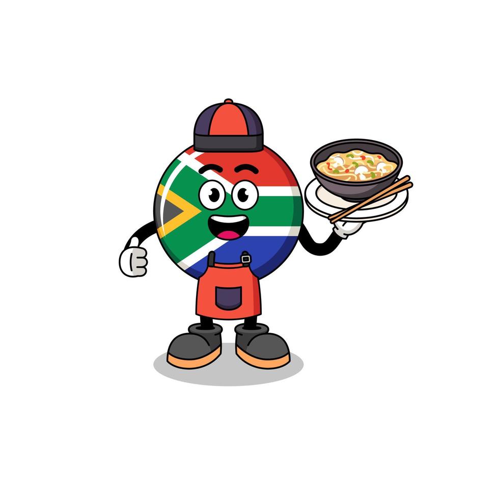 ilustración de la bandera de sudáfrica como chef asiático vector