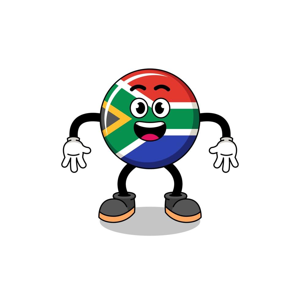 caricatura de la bandera de sudáfrica con gesto sorprendido vector