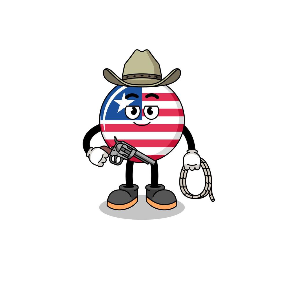 mascota del personaje de la bandera de liberia como vaquero vector