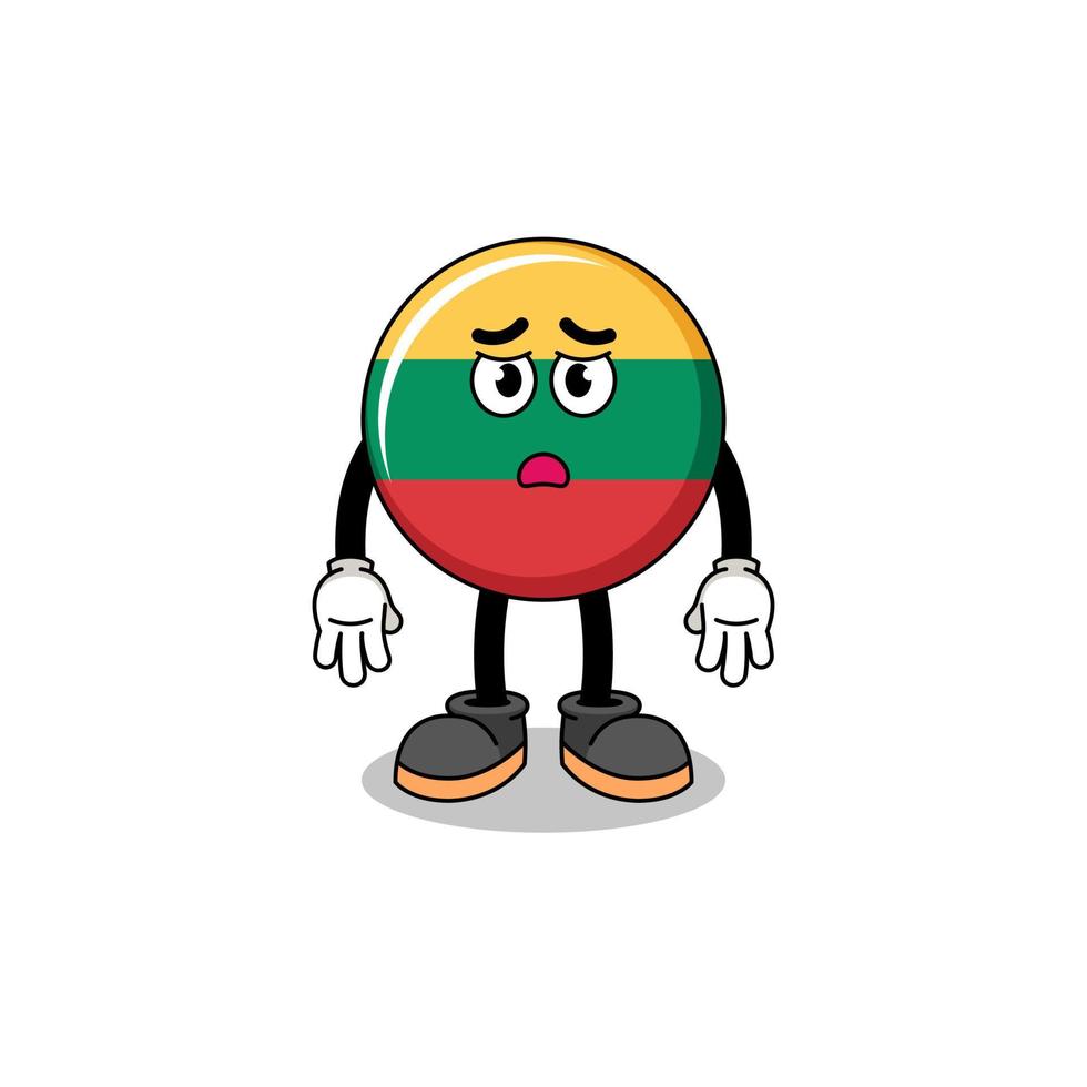 lithuania flag cartoon illustration with sad face vector