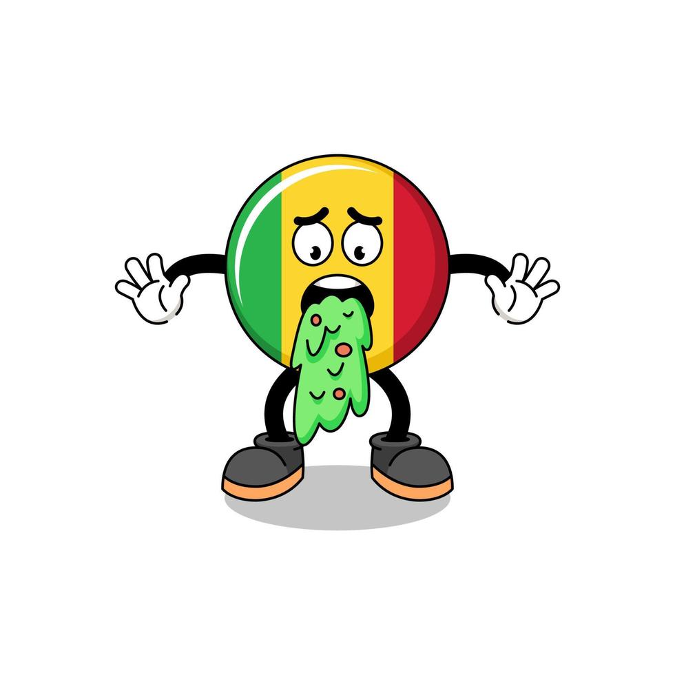 mali flag mascot cartoon vomiting vector