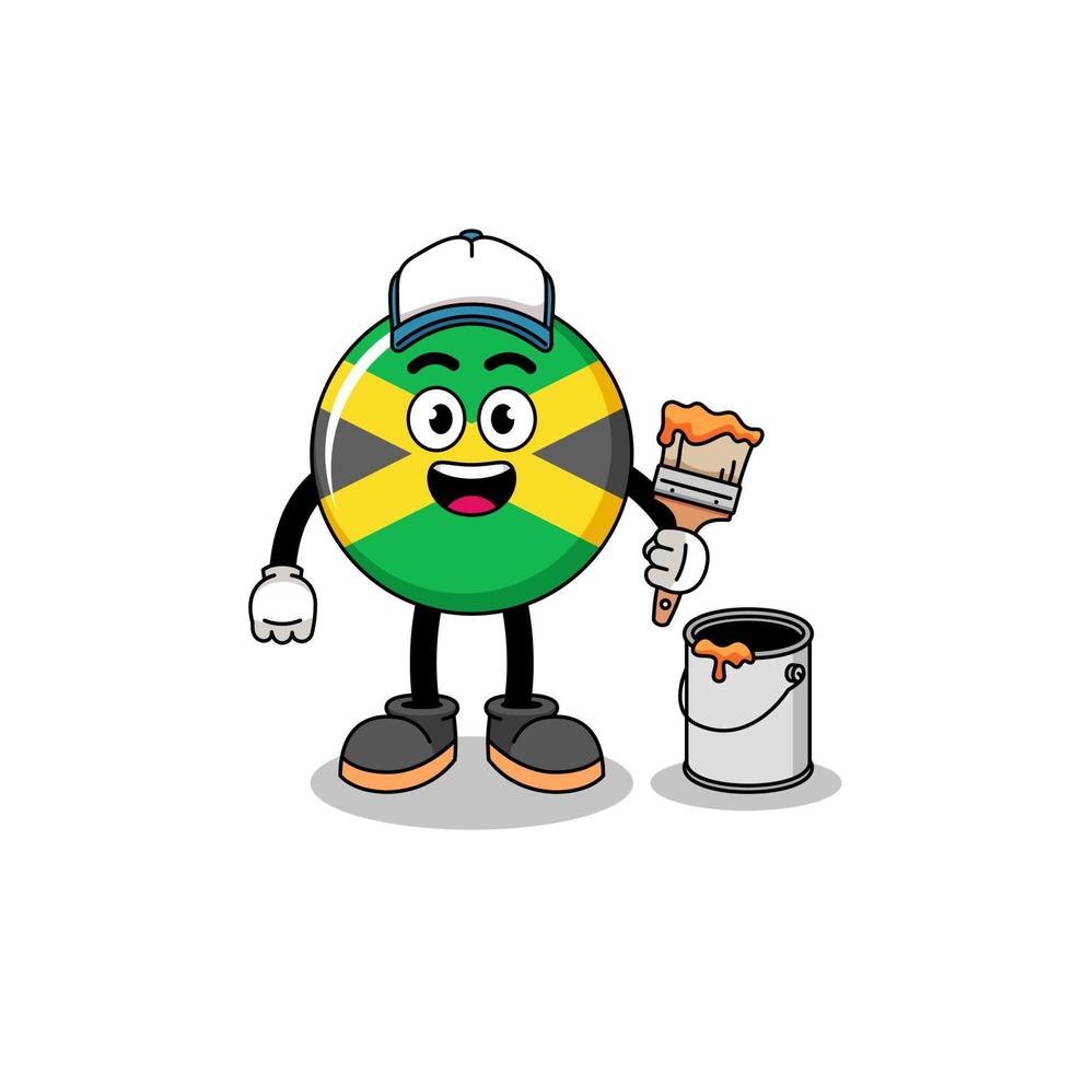 Character mascot of jamaica flag as a painter vector