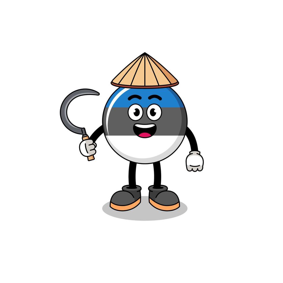 Illustration of estonia flag as an asian farmer vector